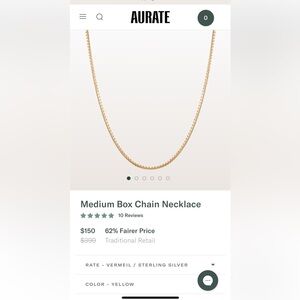 Aurate Medium Box Chain Necklace - Yellow Gold
